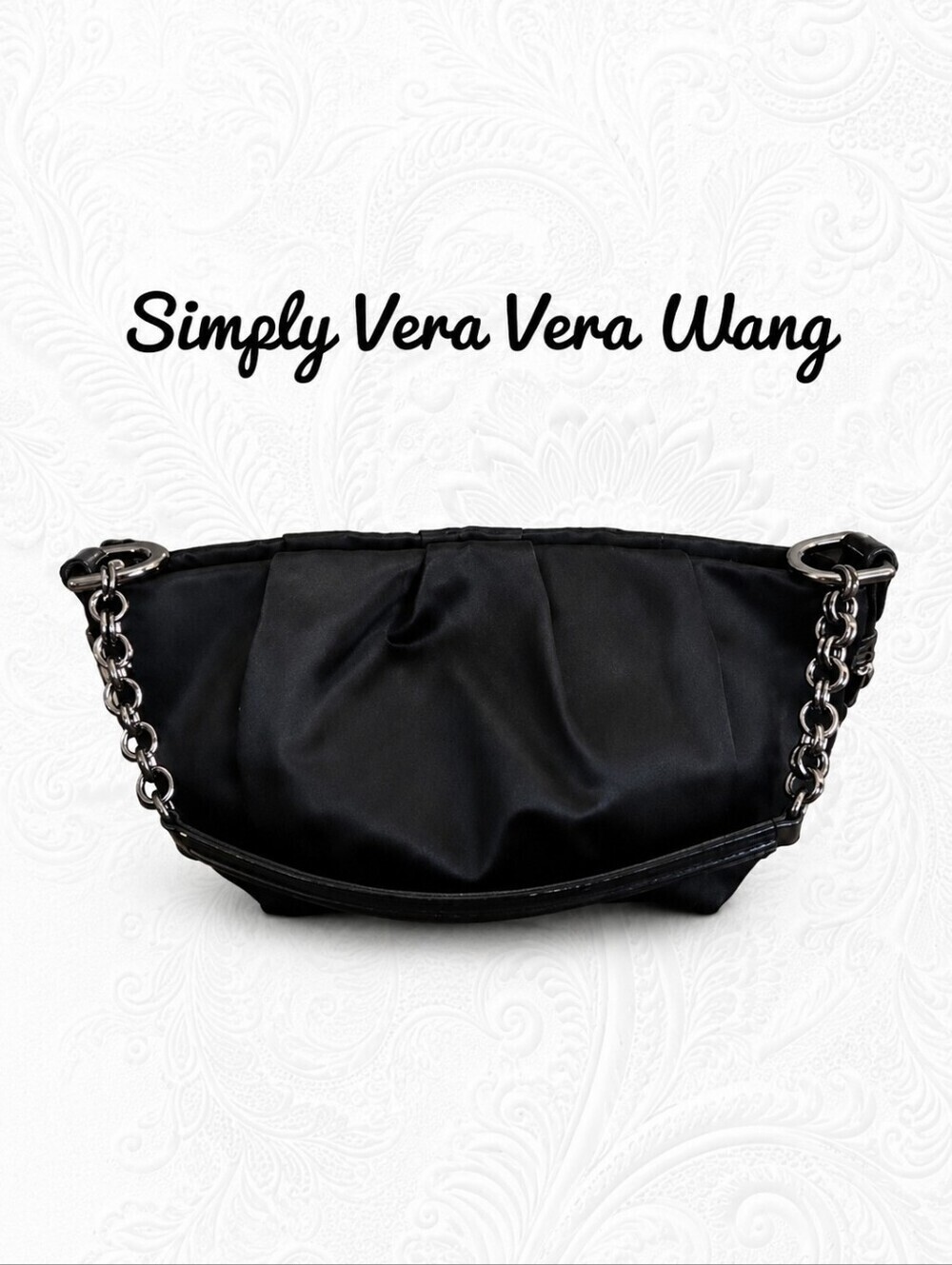 SIMPLY VERA Y2k Black Satin Gunmetal Mini Evening Holiday Bag
